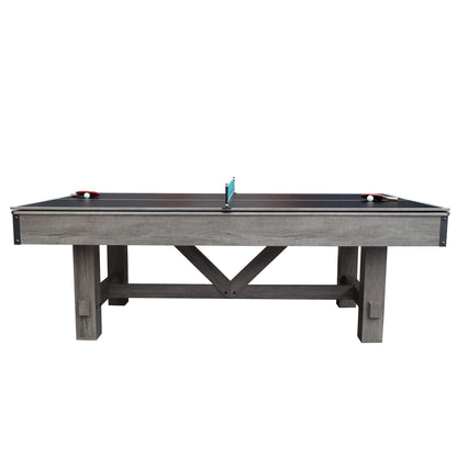 PRODUCTO 449 Hathaway Logan Juego combinado de mesa de billar con bancos de 7 pies - Gris rústico con fieltro azul, Barnwood