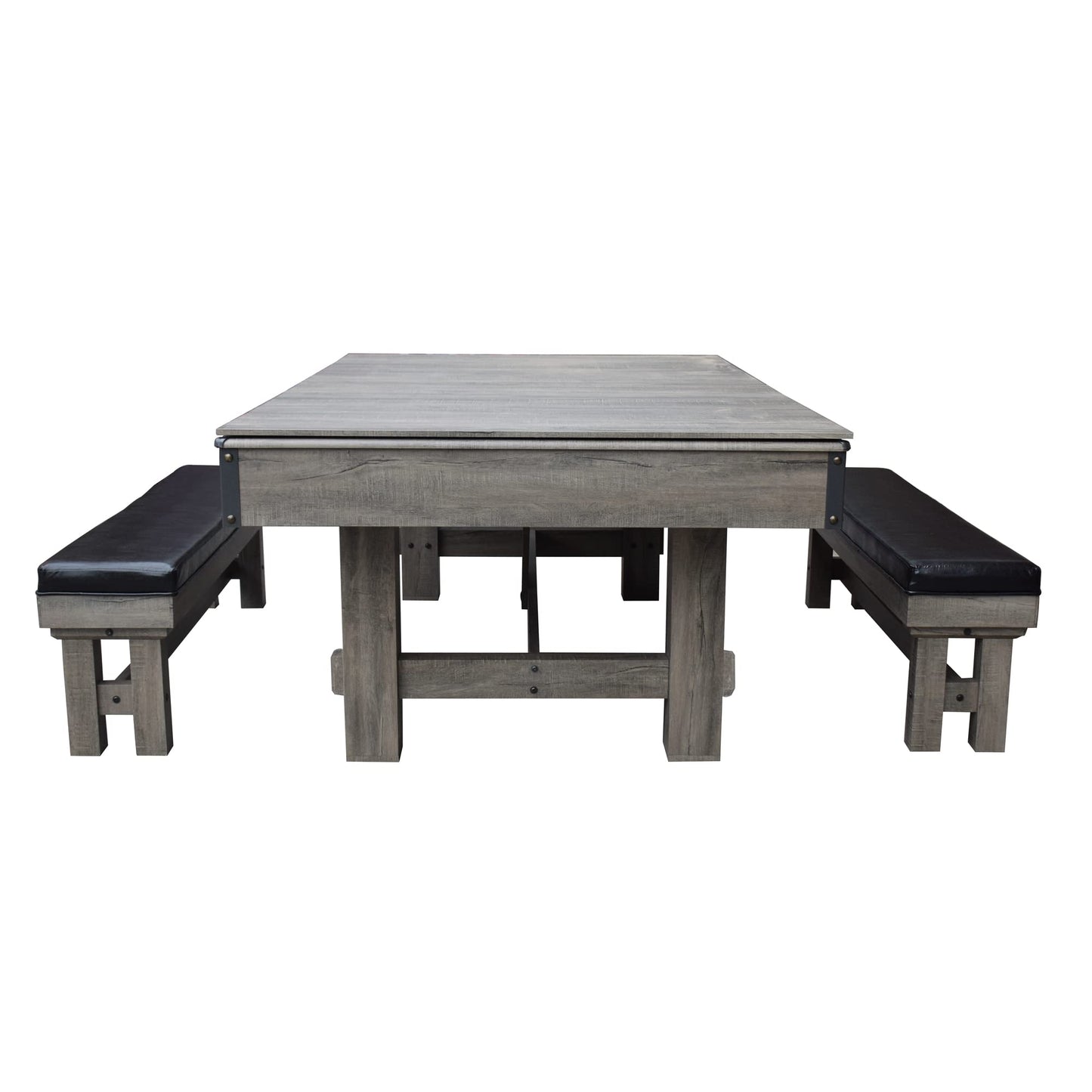 PRODUCTO 449 Hathaway Logan Juego combinado de mesa de billar con bancos de 7 pies - Gris rústico con fieltro azul, Barnwood