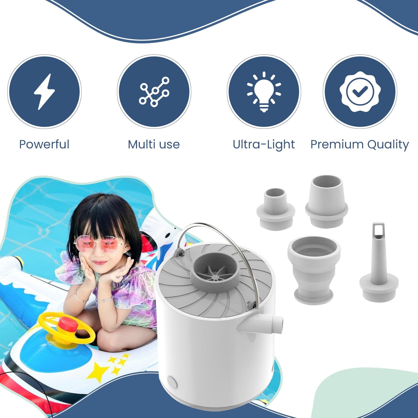 PRODUCTO 202 MUMAPI Mini bomba de aire eléctrica portátil para inflables, anillos de natación, colchonetas para dormir, bolsas de vacío, colchones, fogatas e iluminación exterior