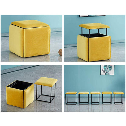 PRODUCTO 365 AMEOBA Apilable Sofá Silla Taburete Combinación 5 En 1 Asientos Cubo Reposapiés, Gamuza Transpirable Reposapiés Otomanos Accesorio para El Hogar Sofá Cubo Creativo, Grande, Rosa