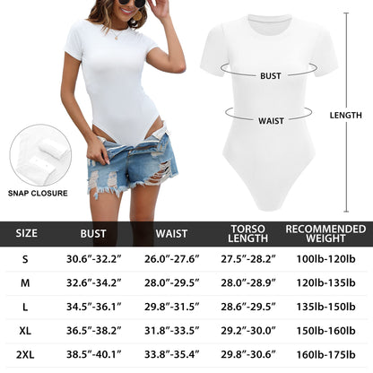 PRODUCTO 600 MLYENX Paquete de 5 trajes de cuerpo para mujer manga corta cuello redondo casual elástico camiseta básica body camisas