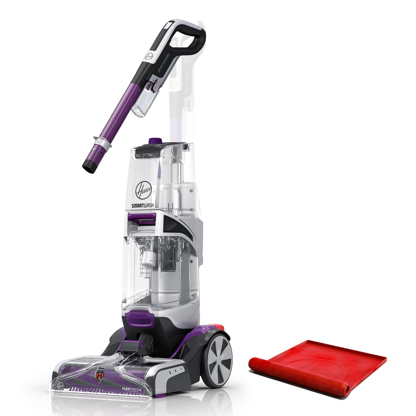 PRODUCTO 473 Hoover SmartWash Limpiador automático de alfombras para mascotas con varita quitamanchas Spot Chaser, máquina champú para mascotas, con tapete de almacenamiento, FH53050, morado