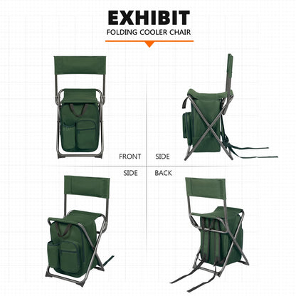 PRODUCTO 610 PORTAL Mochila Silla refrigeradora Sillas de pesca con respaldo Taburete plegable para acampar Compacto para exteriores Senderismo Caza Viajes, Soporta 225 libras de capacidad