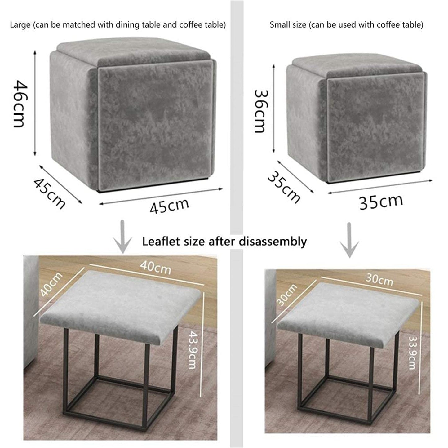 PRODUCTO 365 AMEOBA Apilable Sofá Silla Taburete Combinación 5 En 1 Asientos Cubo Reposapiés, Gamuza Transpirable Reposapiés Otomanos Accesorio para El Hogar Sofá Cubo Creativo, Grande, Rosa