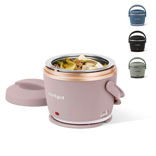 PRODUCTO 468 Fiambrera eléctrica Crock-Pot, calentador de alimentos portátil para viajes, automóvil, para llevar, 20 onzas, rosa rubor | Mantiene la comida caliente y sin derrames | Apto para lavavajillas | Regalos para mujeres