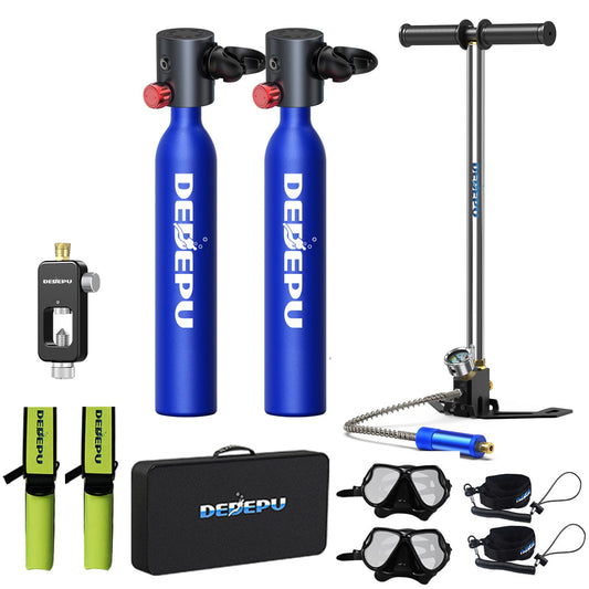 PRODUCTO 355 DEDEPU Mini tanque de buceo con kit de tanque de buceo reutilizable certificado por puntos Mini tanques de buceo de capacidad de 0,5 l que soportan 5-10 minutos de respiración bajo el agua Tanque de oxígeno portátil para snorkel azul