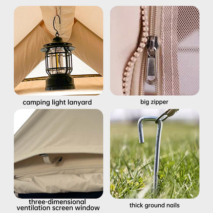 PRODUCTO 141 Tiendas de campaña inflables con bomba, tiendas de campaña Air Glamping, tienda de campaña inflable impermeable y resistente al viento de fácil instalación, tienda de campaña Oxford para las 4 estaciones con ventana de malla y chimenea.