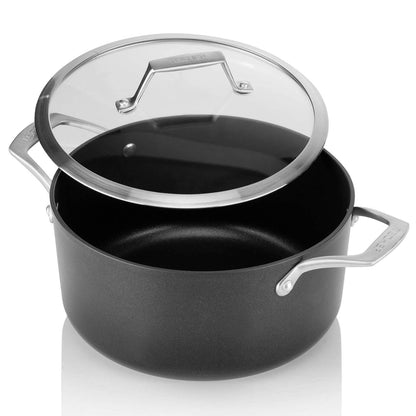 PRODUCTO 575 TECHEF - Colección Onyx - Olla de sopa de 5 cuartos con tapa de vidrio, recubierta con nuevo revestimiento antiadherente de teflón platino (sin PFOA) (5 cuartos)