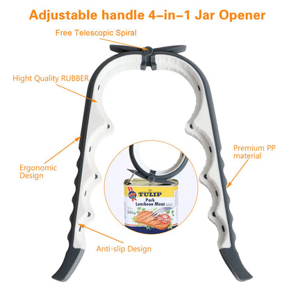 PRODUCTO 528 Ja Opener Abridor de botellas para manos débiles, kit de abridor de latas multifunción 5 en 1 con mango de silicona, fácil de usar para niños, ancianos y personas con artritis (NUEVO blanco)