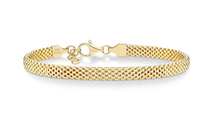 PRODUCTO 595-3 Miabella Pulsera de cadena italiana de eslabones de malla de 5 mm con oro de 18 quilates sobre plata de ley para mujer, 925 hecha en Italia (longitud 6,5 pulgadas (extra pequeña))