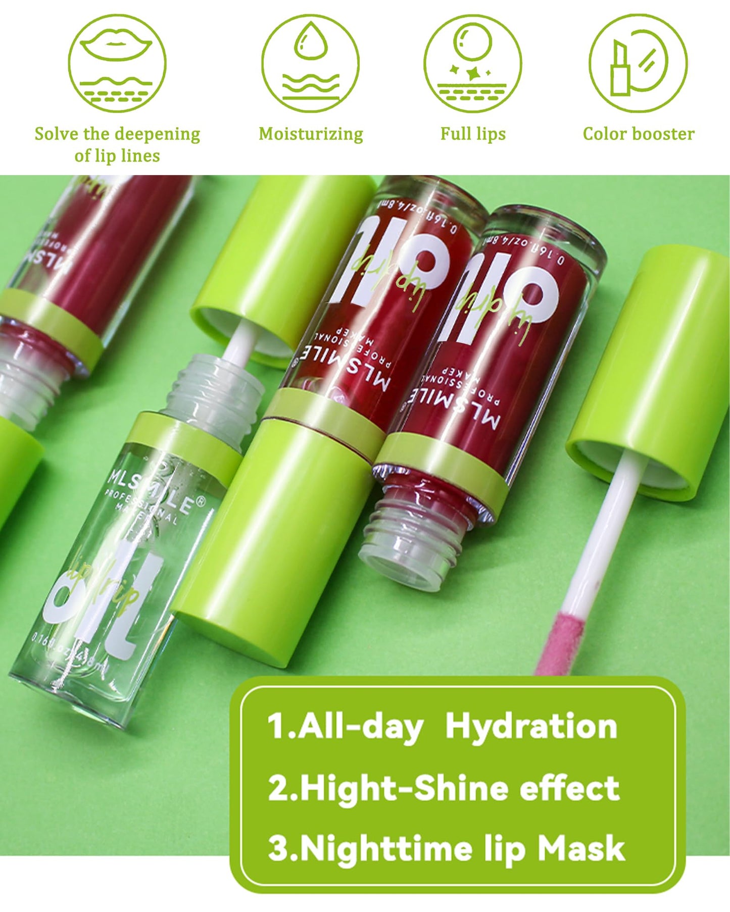 Hydrating Lip Glow Oil-1Pcs Tinted Plumping Lip Oil Gloss,Ultra-Hydrating & Nourishing Lip Care Lip Tint,Smooth Glossy Finish Clear Tint Shiny and Vegan Fat Lip Oil,Moisturizing Non-Sticky Formula-04#