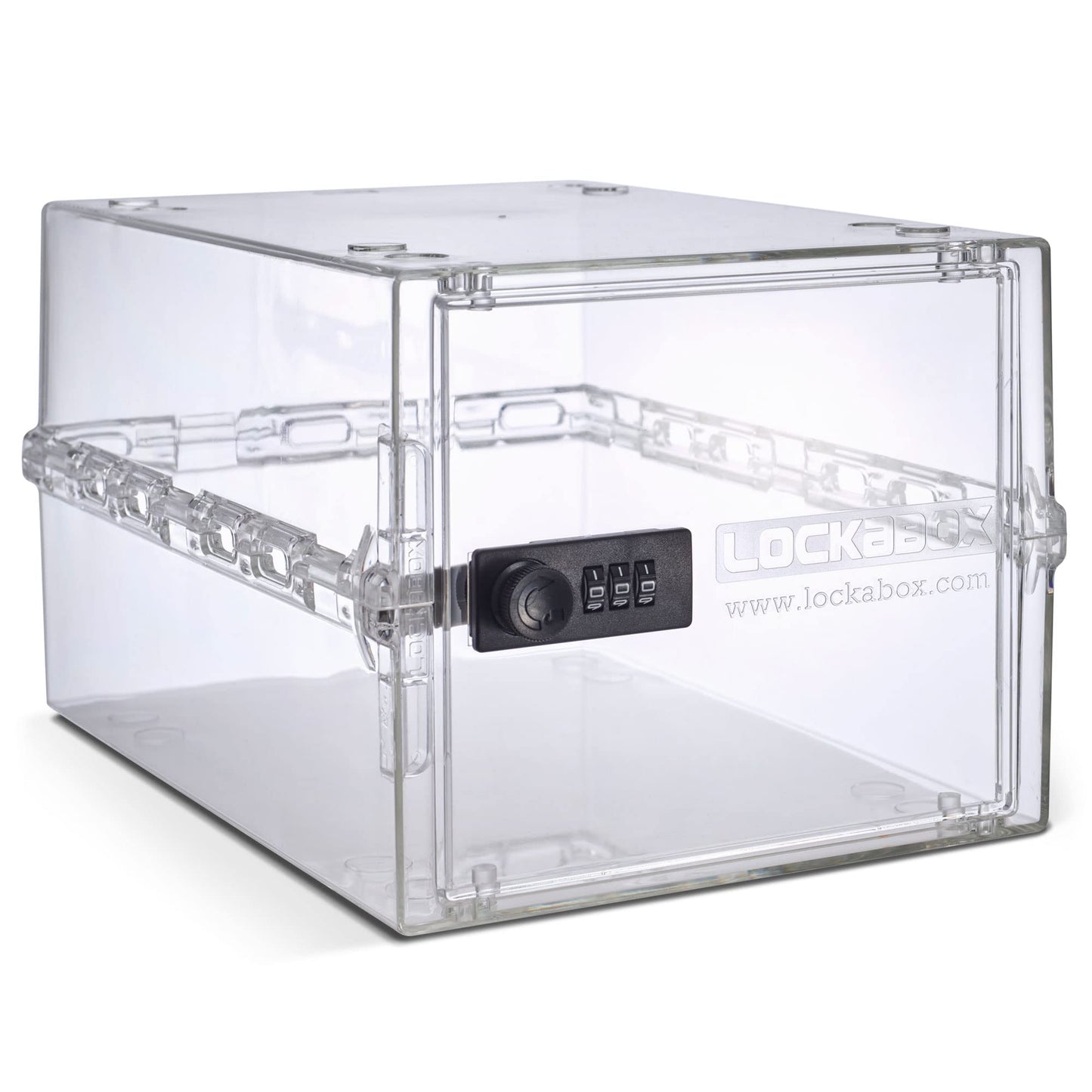 PRODUCTO 507 Lockabox One™ | Caja de almacenamiento compacta e higiénica con cerradura para alimentos, medicamentos, tecnología y seguridad en el hogar | Talla única 12 x 8 x 6,6 pulgadas externamente (Cristal)