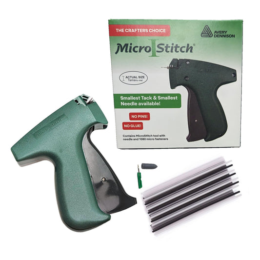 PRODUCTO 360 MicroStitch El kit de pistola de etiquetado original: el kit de inicio incluye la herramienta de etiquetado de micropuntadas, 1 aguja, 600 sujetadores blancos y 480 sujetadores negros