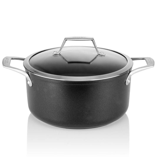 PRODUCTO 575 TECHEF - Colección Onyx - Olla de sopa de 5 cuartos con tapa de vidrio, recubierta con nuevo revestimiento antiadherente de teflón platino (sin PFOA) (5 cuartos)