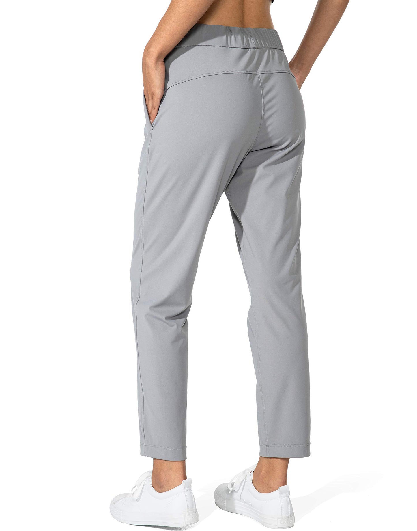 PRODUCTO 561 G Gradual Pantalones de mujer con bolsillos profundos 7/8 elásticos para mujer atlética, golf, salón, trabajo (gris claro, mediano)