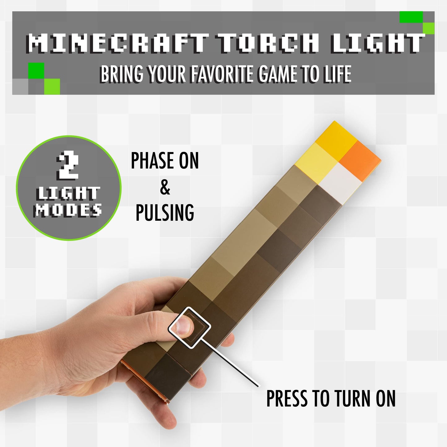 PRODUCTO 119 Paladone Minecraft Lámpara Antorcha y Luz Nocturna, Montable en la Pared o Independiente, Funciona con Baterías, Licencia Oficial para Decoración de Habitaciones Minecraft