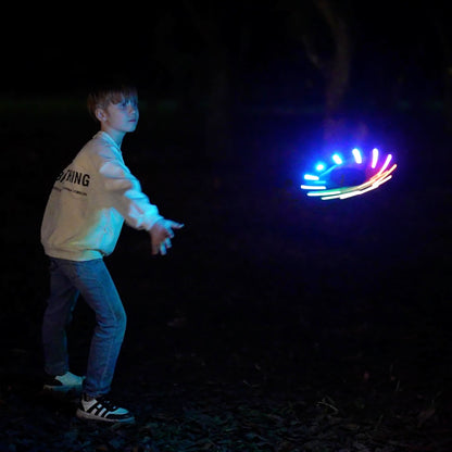 PRODUCTO 49 TOSY Anillo volador – 12 LED, súper brillante, borde muy suave y fosforescente, iluminación automática, seguro, impermeable, disco volador ligero, divertido juguete de regalo de Navidad y exterior/interior para niños/niñas/niños