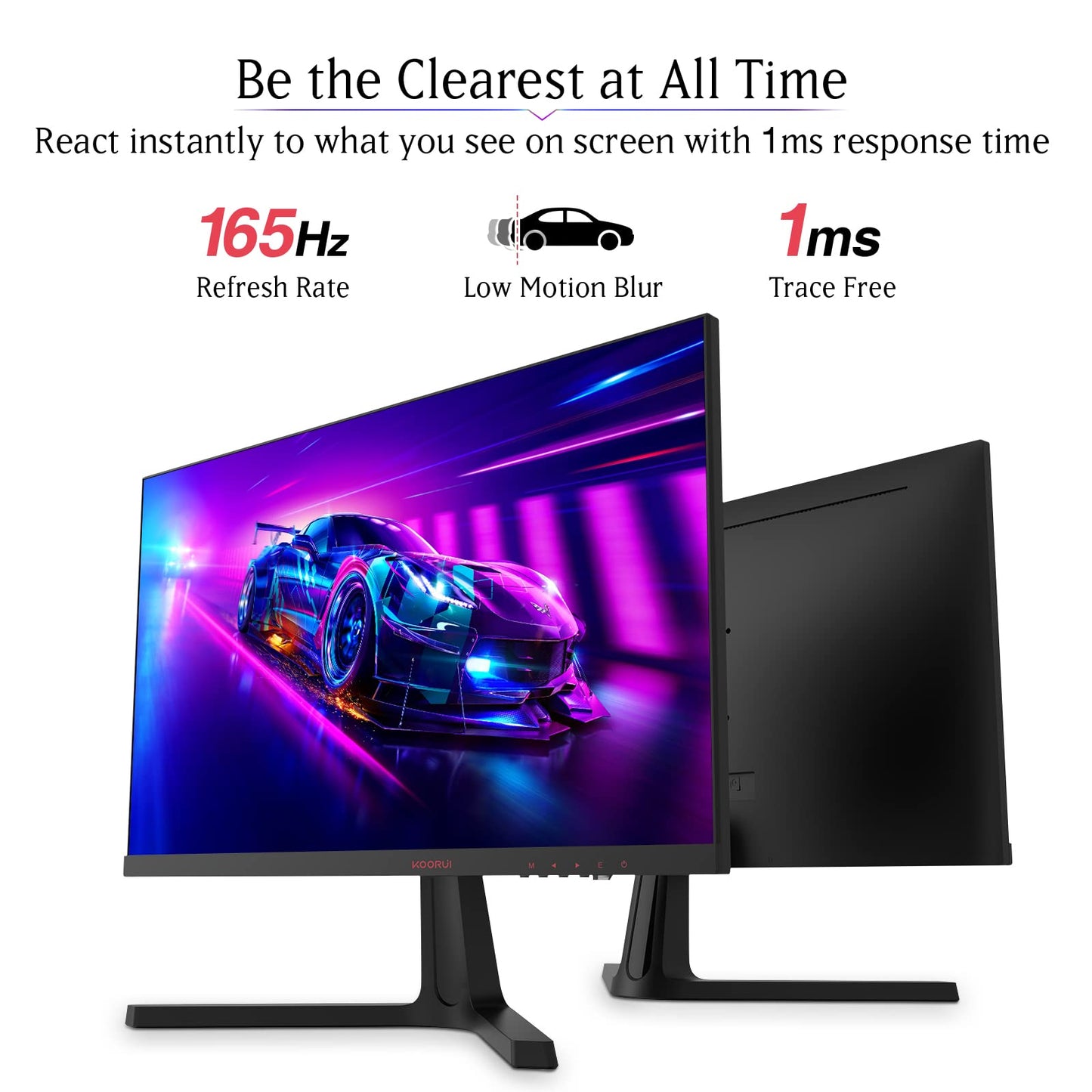 PRODUCTO 268 KOORUI Monitor de computadora de 24 pulgadas -Monitor de juegos FHD 1080P 165 Hz VA 1 ms, tecnología AdaptiveSync, monitores LED con ultradelgados, HDMI X2 /DP, compatible con VESA, inclinación ajustable, cuidado de los ojos 24E4