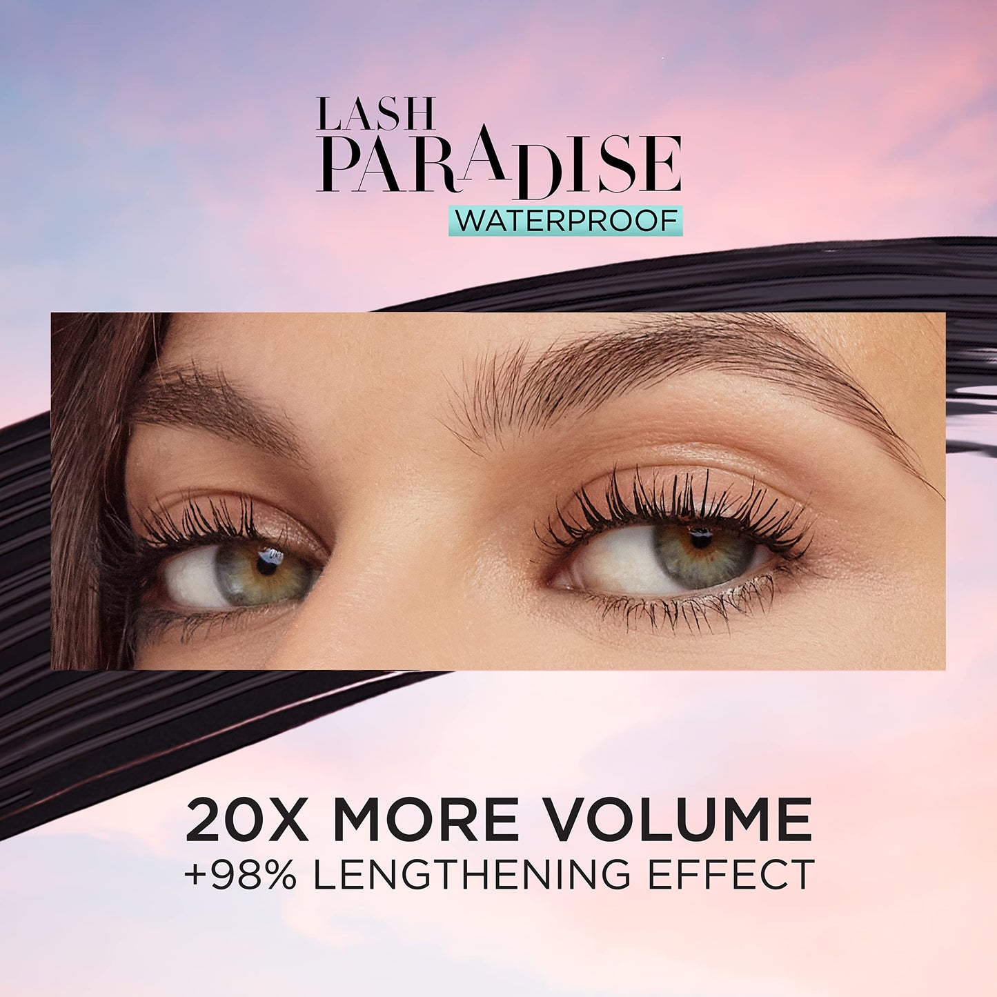 L'Oreal Paris Voluminous Lash Paradise Waterproof Mascara, Blackest Black, 0.25 Fl Oz (Pack of 1) & Makeup Voluminous Lash Boosting Conditioning Primer Mascara, White Primer, 0.24 fl; oz.