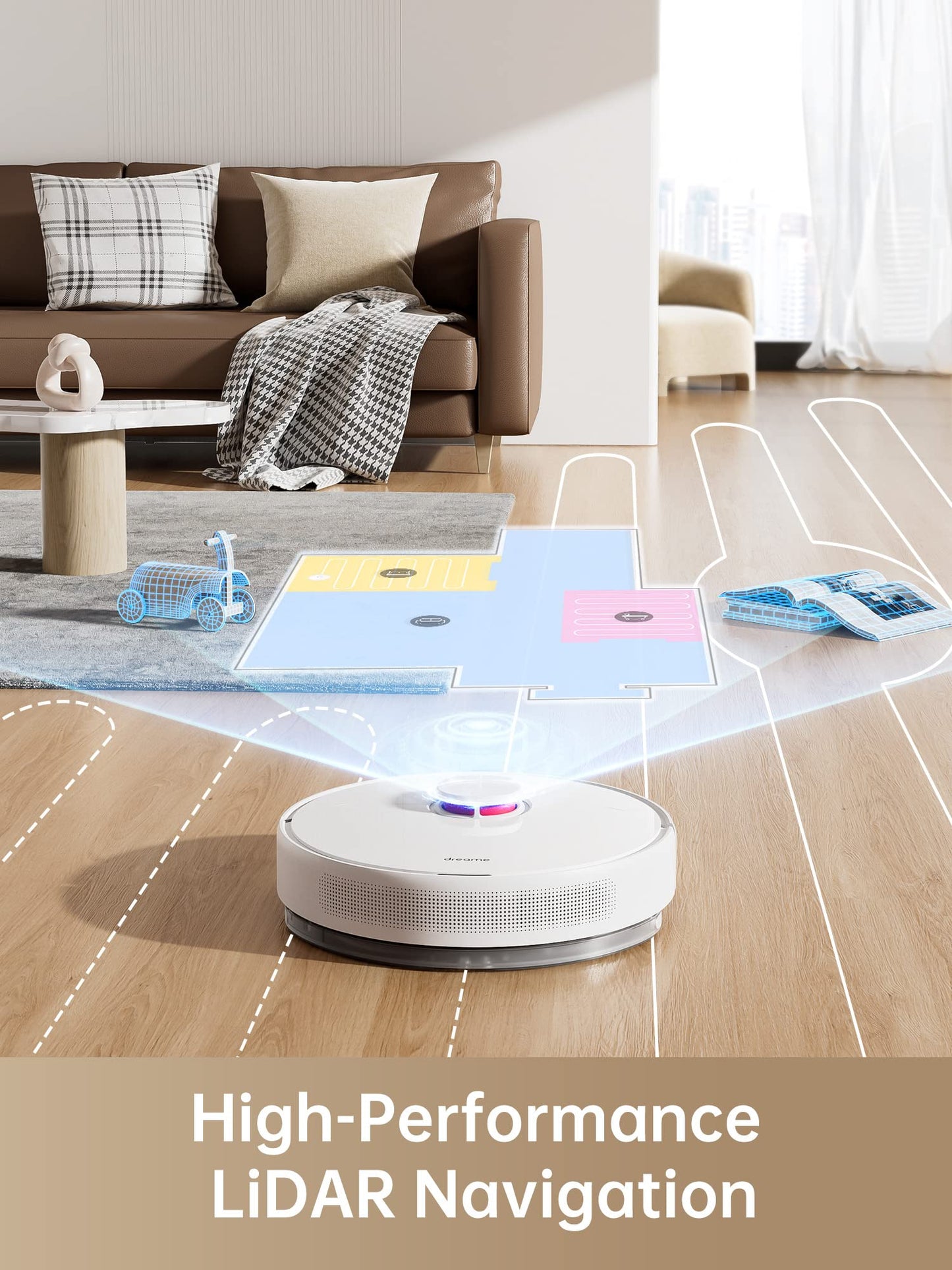 PRODUCTO 254 Dreametech D10 Plus Robot Aspirador y Mopa con Base Autovaciable para 45 Días de Limpieza, Aspirador Robótico con Succión de 4000 Pa y Navegación LiDAR, Compatible con Alexa, Conexión Wi-Fi