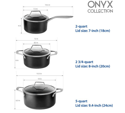 PRODUCTO 575 TECHEF - Colección Onyx - Olla de sopa de 5 cuartos con tapa de vidrio, recubierta con nuevo revestimiento antiadherente de teflón platino (sin PFOA) (5 cuartos)