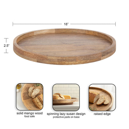 PRODUCTO 459 Kate and Laurel Halsey Organizador transicional Lazy Susan para decoración de cocina o bandeja redonda giratoria para mesa de comedor, 18 x 18, natural