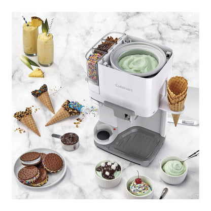 PRODUCTO 146 Máquina para hacer helados Cuisinart Soft Serve: mézclelo en una máquina para hacer helados para yogur helado, sorbete, helado y bebidas, 1,5 cuartos, blanco, ICE-48