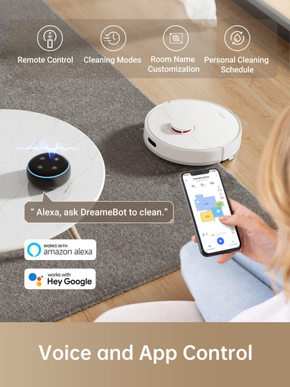 PRODUCTO 254 Dreametech D10 Plus Robot Aspirador y Mopa con Base Autovaciable para 45 Días de Limpieza, Aspirador Robótico con Succión de 4000 Pa y Navegación LiDAR, Compatible con Alexa, Conexión Wi-Fi